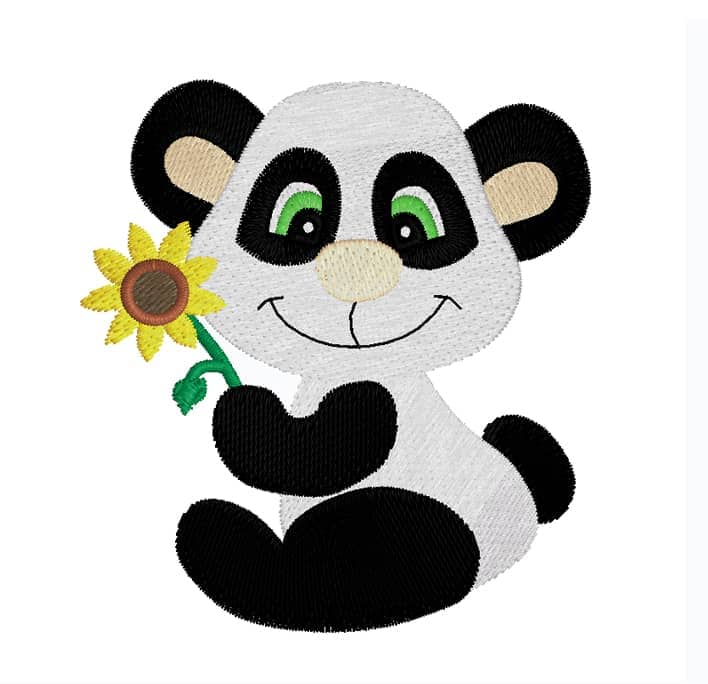 Pandabär mit Sonnenblume