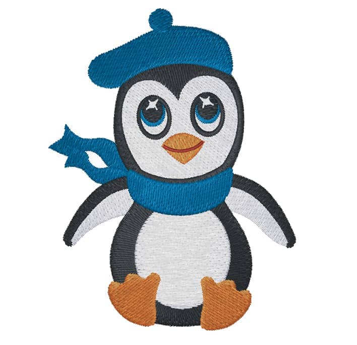 Pinguin mit Baskenmütze
