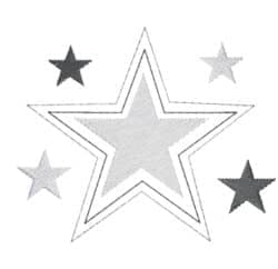 Sterne gestickt 5 Stück mit Umrandung