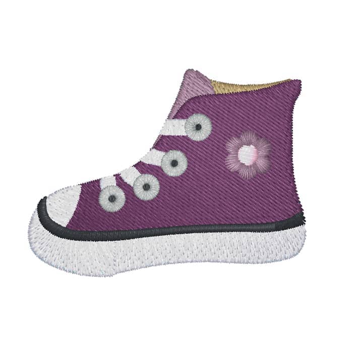 Turnschuh lila mit Blume